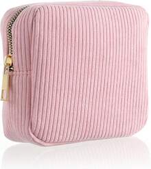 Menstrual Bags For Teen Girls, Corduroy Sanitary Napkin Storage Bag Mini Makeup Pouch Portable Period Pouch With Zipper Sanitary Pads Bag Tampons Holder For Purse First Period Women