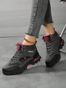 1双女士户外徒步鞋，防滑、耐磨、减震、透气、轻便，适合徒步、登山、远足。系带、平底，舒适保暖，冬季户外徒步靴。 - 深灰色 - 查看 3