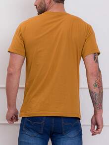 Men's Crew Neck Summer T-Shirt Regular Fit None - Màu Mù tạt vàng - Xem 2