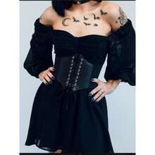 Cinta Modeladora Corset Espartilhio Corpet Sexy Underbust Cintura 60-80 cm Tamanho Unico - Preto - Visão 2