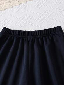 3pcs/Set Girls Cropped Knit Long Sleeve Top, Striped Camisole, And Casual Sweatpants Set, Autumn