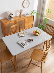 1件装纯色防水防油可水洗长方形/圆形桌布，高档奢华餐桌保护垫 - 灰色 - 查看 3