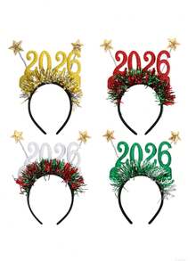 2026 圣诞新年女士头带，高骷髅头压缩头带，节日派对，发孔头带，圣诞快乐头带 - 彩色 - 查看 4