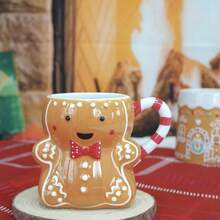 LECHENG HOUSEHOLD 1 Cup 1 Spoon, 320ml, Gingerbread House Cup, Gingerbread Man Cup, Handmade Painted Mug With 3D Embossed Pattern, Coffee Cup, Water Cup, Decorative Cup, Suitable For Parties, Christmas Eve, Holiday Gifts - Multicolor - View 7