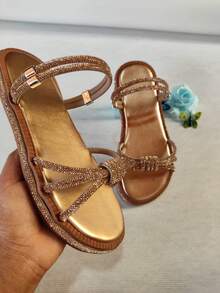 Women's Flat Platform Sandal Luxury Papete - Đồng - Xem 2