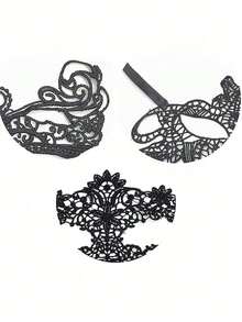 14pcs Lace Masquerade Party Performance Skin-Friendly Soft Sexy Women's Masks - Black - View 6