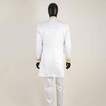 Men`S Suit Double Breasted Slim Fit Embroidery Chain Blazer And Pants Set Dashiki Outfits African Clotheshalloween - 黑色 - 查看 10