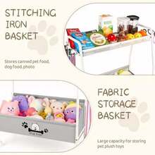 Liitrton Large Dog Toy Basket, Mobile Dog Toy Bin With Dog Organizer Storage Rack, 2-Tier Dog Toy Box For Living Room Area Holder Storage Dog Cat Accessories, Pet Leashes, Food & Clothes - 白色 - 查看 5