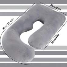Pregnant Woman Pillow, J-Shaped Full Body Pillow For Sleep Support, Pregnant Woman Pillow, With Removable Velvet Cover, Black And Gray,Room Decor ,Pillow Covers - 灰色 - 查看 2