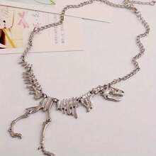 Fashion Accessories Same Style Personality Exaggerated Retro Dinosaur Skeleton Alloy Decorative Necklace - [silver] - View 2