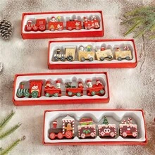 Treno in legno da scrivania mini per Natale, decorazione fai-da-te, decorazione per vetrina - Multicolore - Visualizzare 3