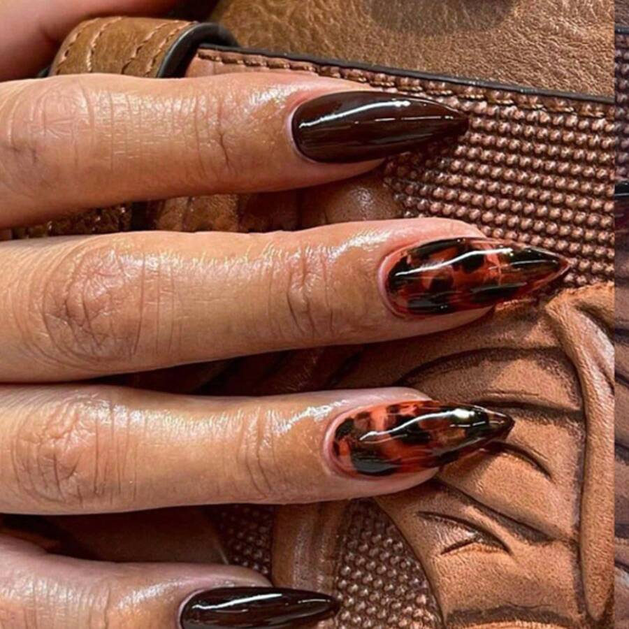 24 Pcs Almond Shape Sweet Edgy Press-On Nails - Handmade Y2K Aesthetic Nail Supplies |   Unas Press On, Unas Postizas & Ready-To-Wear Fake Nails - HYC-YY-218 - 查看 1