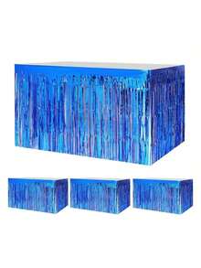 1 件 75*275 厘米海军蓝色串珠窗帘桌裙，婚礼生日派对节日甜品桌装饰，适用于复活节、毕业典礼装饰