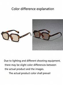 1 副男士复古矩形百搭时尚眼镜，适合户外、骑行、海滩和派对，重返校园时尚学院风 - 彩色 - 查看 9