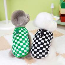 24pcs Plush Pet Clothes, Dog Apparel, Small Animal Fleece Jacket, Reversible Fleece Coat, Casual Fleece Vest For Teddy, Kitten Cartoon Casual Wear, Autumn/Winter - Black - View 2