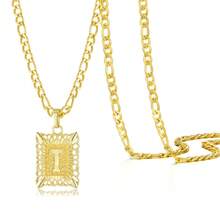 1 件男女通用 14K 镀金方形大写首字母吊坠项链，A-Z 链式项链 - 金黃色 - 查看 17