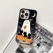 Fundas y carcasas protectoras con orificios grandes, diseño sonriente de Halloween. Compatibles con phone 16 Pro Max, 16, 15 Pro, 14, 14 Plus/14 Pro Max, 13, 13 Pro, 12 Pro y 11/11 Pro. Regalos para cumpleaños y festividades - Negro - Ver 1