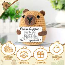 1 Hand-Crocheted Positive Capybara - Made Of High-Quality Thread, This Hand-Crocheted Capybara Is Soft To The Touch And Compact, Making It Perfect For Carrying Around. The Meticulous Design Not Only Gives It A Cute Appearance, But Also A Symbol Of Encouragement. - Multicolor - View 3
