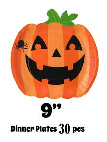 10/30 Stücke Halloween Kürbis Pappteller, süßes Grimassen-Gesicht, schwarze und orange Kürbisform, Einweg-Teller 7 Zoll 9 Zoll, Halloween Geschirr für Geburtstag, Feiertage, Party Dekoration und Zubehör