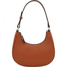 FashionPuzzle Small Crescent Shoulder Bag Underarm Purse - 棕褐色/棕褐色 - 查看 1
