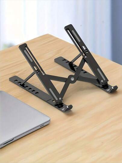 可调节和便携式笔记本电脑支架 - 可折叠，通用笔记本电脑平板电脑支架，符合人体工程学角度调节的散热设计，适用于所有电脑，耐用塑料结构，紧凑轻巧，散热支架，笔记本电脑支架，桌面折叠