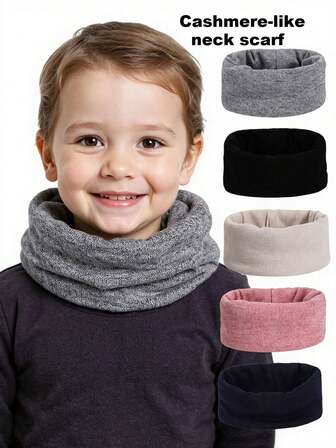 1PC Kids Cashmere-Like Neck Scarf,Solid Color Imitation Wool Knitted Scarf,Autumn And Winter Warm Elastic Muffler,Children Sport Scarf Neck Gaiter Baby Neck Warmers