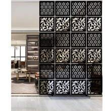 Kit Of 12 Decorative Hollow Cobogó Room Divider Panels In 3mm MDF Black 20cm X 20cm - 彩色 - 查看 1