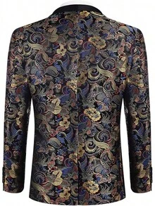 Men's Floral Jacket Luxury Embroidered Stylish Suit Blazer Jacket For Wedding Party Dinner-2025 - 蝴蝶-黑色 - 查看 9