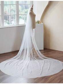 1pc 3 Meters Length Bridal Veil With Metal Comb, Forest Style Wedding Veil For Bride, Suitable For Wedding, Party, Halloween, Valentine's Day Gift Fall Clothes For Women