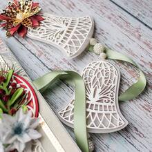 2 件圣诞主题红叶花和圣诞铃铛灰色金属模切，适用于剪贴簿装饰、DIY 剪贴簿纸工艺、压花工艺、手工工艺品和卡片制作、贺卡制作金属模切 - 銀灰 - 查看 10