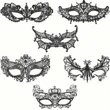14pcs Lace Masquerade Party Performance Skin-Friendly Soft Sexy Women's Masks - Black - View 9