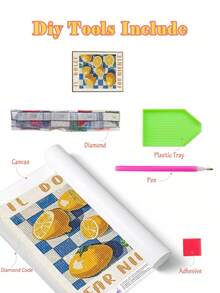 5D DIY钻石画 | 水果摄影DIY钻石画套装，甜橙帆布墙画。家居装饰钻石画，马赛克套装，DIY你自己的墙画，享受手工制作的乐趣，送给朋友的最佳礼物 - 彩色 - 查看 3