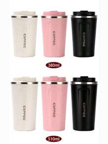 1pc Travel Coffee Mug, Anti-Splash And Leak-Proof, Reusable Coffee Cup With Lid, Stainless Steel Vacuum Insulated Coffee Tumbler, Leak-Proof Coffee/Hot Water Bottle, Thermal Insulated Cup For Men And Women, Portable