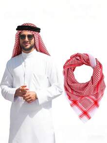Arab Headscarf Dubai Headscarf Saudi Arabia Tourism Baotou Ornaments Men's Headband+Headscarf Arab Jacquard Square Scarf Dubai Middle East National Costume