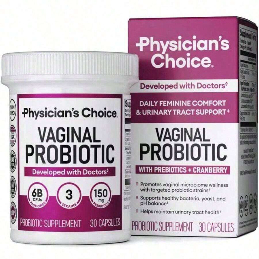 Physician's CHOICE Probiotics For Women - PH Balance, Odor Control, Yeast Balance, Flora & Feminine Health - 6B CFU With Organic Prebiotics And Cranberry Extract - 30 CT - 1 CÁI - Xem 1
