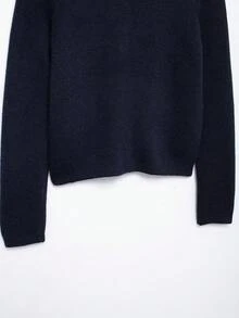 DEEKA Women's Fashionable Casual Minimalist Gold Button Accent Knit Cardigan, Spring/Autumn - Navy Blue - View 11