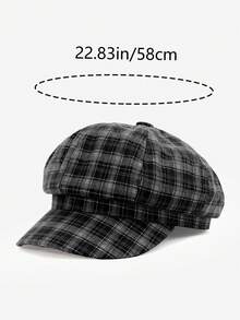 1pc Unisex Retro Plaid Beret Hat, Fashionable And Versatile, Suitable For Men And Women, Autumn/Winter Outdoor Street Style, Great As A Gift