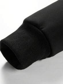 1 件男士圆领运动衫，休闲保暖羊羔绒衬里圆领运动衫，秋冬