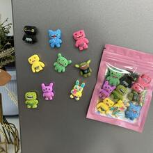 2个/5个/7个/9个趣味咆哮怪兽冰箱贴，卡通可爱树脂生物冰箱贴纸，创意厨房橱柜装饰，送给男孩、儿童、青少年的酷炫礼物 - 彩色 - 查看 5