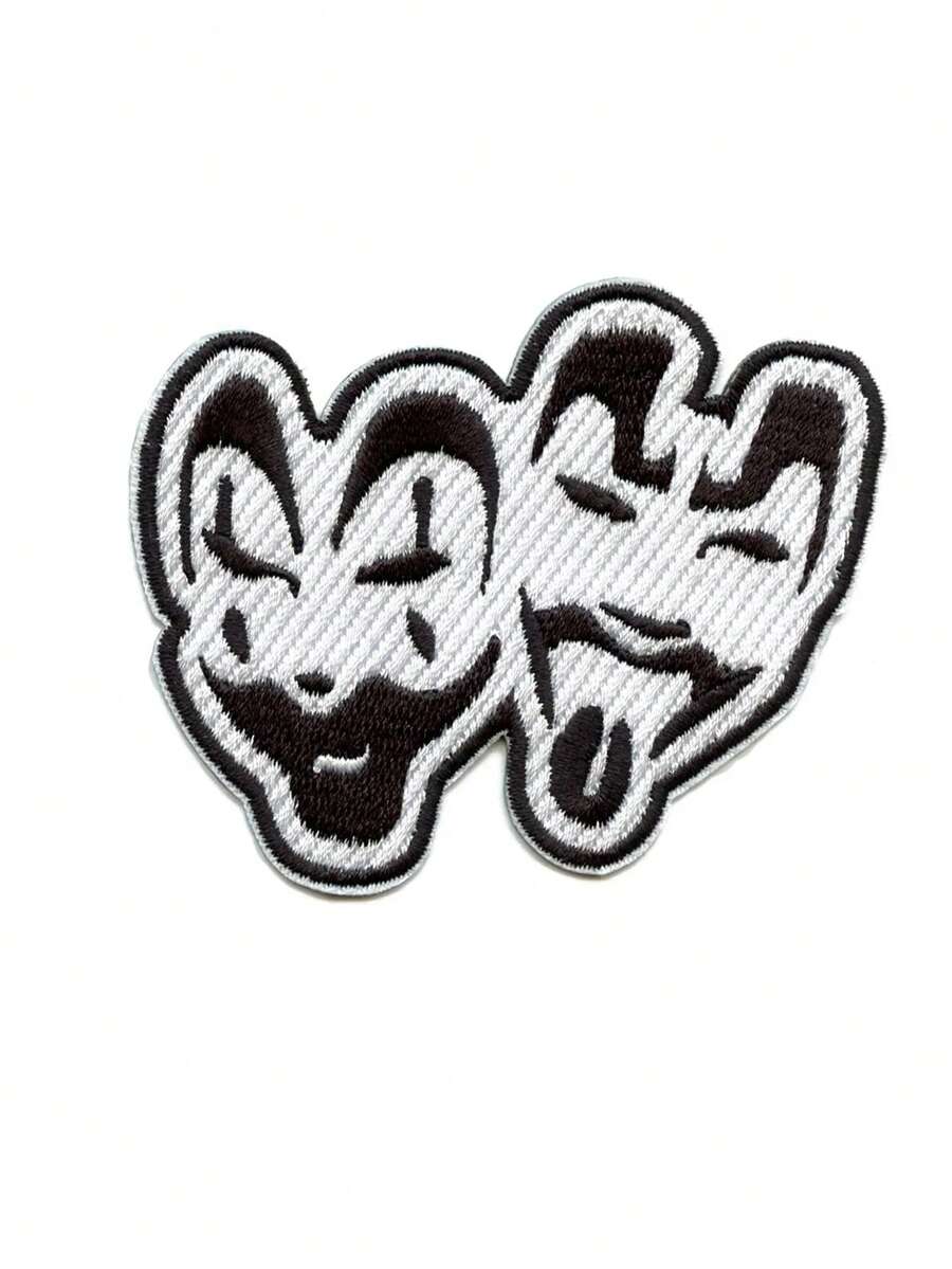 1件小丑脸说唱歌手刺绣熨烫贴片，嘻哈音乐风格 - 彩色 - 查看 1