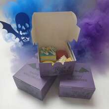 24pcs Halloween Paper Boxes, 4"X4"X2.5" Pumpkin Cookie Boxes, Bat Shaped With Transparent Window, Colorful Open Window Cake Boxes For Wedding, Graduation Party, Gifts - Suitable For Donuts, Mini Cakes, Pastries, Sweets And Cakes, 10cm X 10cm X 6.2cm