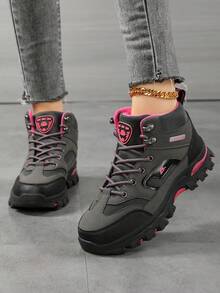 1双女士户外徒步鞋，防滑、耐磨、减震、透气、轻便，适合徒步、登山、远足。系带、平底，舒适保暖，冬季户外徒步靴。 - 深灰色 - 查看 4