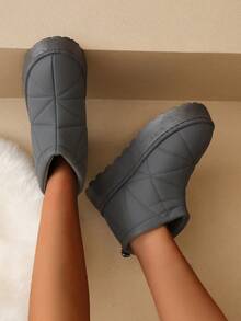 2025 Botas de nieve a prueba de agua de felpa corta antideslizante, botas de tobillo de invierno con textura para mujeres, zapatos de invierno con suela gruesa