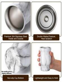 80盎司/230毫升马黛茶杯套装 葫芦形不锈钢防烫隔热带清洁刷吸管勺家用茶具 - 彩色 - 查看 4