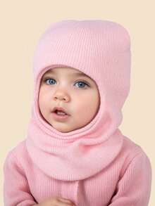 1 pièce Bonnet tricoté de couleur unie pour enfants, polyvalent, chaud et épais pour l'automne/l'hiver, convient pour un port quotidien