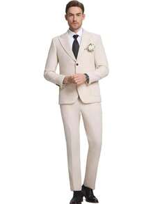 Mens Linen 2 Piece Casual Suit Summer Beach, Wedding - Pants Set, Summer Wear - Blue - View 8