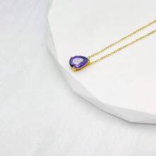 1 pieza Collar con piedra de nacimiento de diciembre, acero inoxidable con circonita en forma de pera con baño de oro de 18K, adecuado para uso casual de mujer, regalo para amigos, madres, cumpleaños, joyería