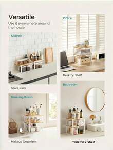 1个可堆叠橱柜收纳架，多功能木质桌面储物架，可扩展台面收纳架，厨房食品储藏架，橱柜上方浴室置物架，厨房台面及悬挂式收纳架，终极厨房收纳工具 - 节省空间的可扩展储物架，厨房收纳整理架，适用于厨房、卧室、餐厅和客厅 - 彩色 - 查看 8