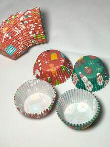50/100/150pcs Christmas Paper Cake Cups - Christmas Themed Cupcake Liners, Ideal For Baking Holiday Treats, Christmas Party, Wedding Cupcake Liners, Muffin Molds, Baking Tools, Kitchen Supplies, Kitchen Accessories