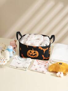 1pc Open Storage Basket With Handle, Multi-Purpose Storage Bin For Daily Clutter Organization, Halloween Gift, Home Decor, Clothes, Socks, Room Storage Box, Storage Bag